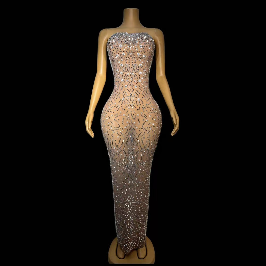 CELESINYI Nianhua Crystal Paisley Mini Dress