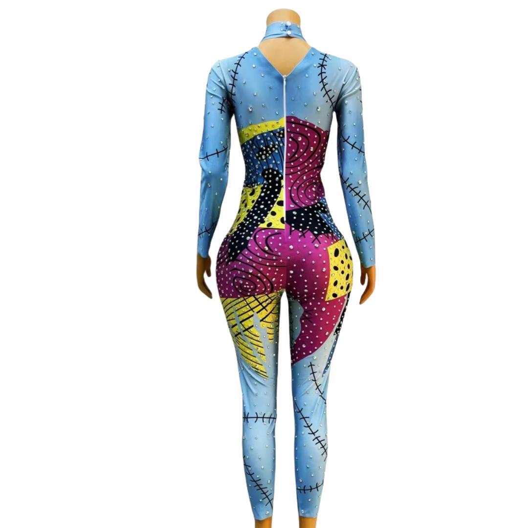 CELESINYI Muou Crystal Patchwork Jumpsuit