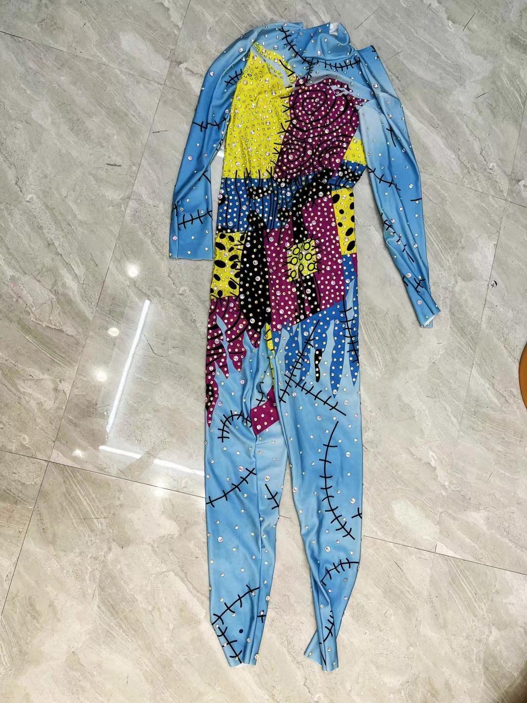CELESINYI Muou Crystal Patchwork Jumpsuit