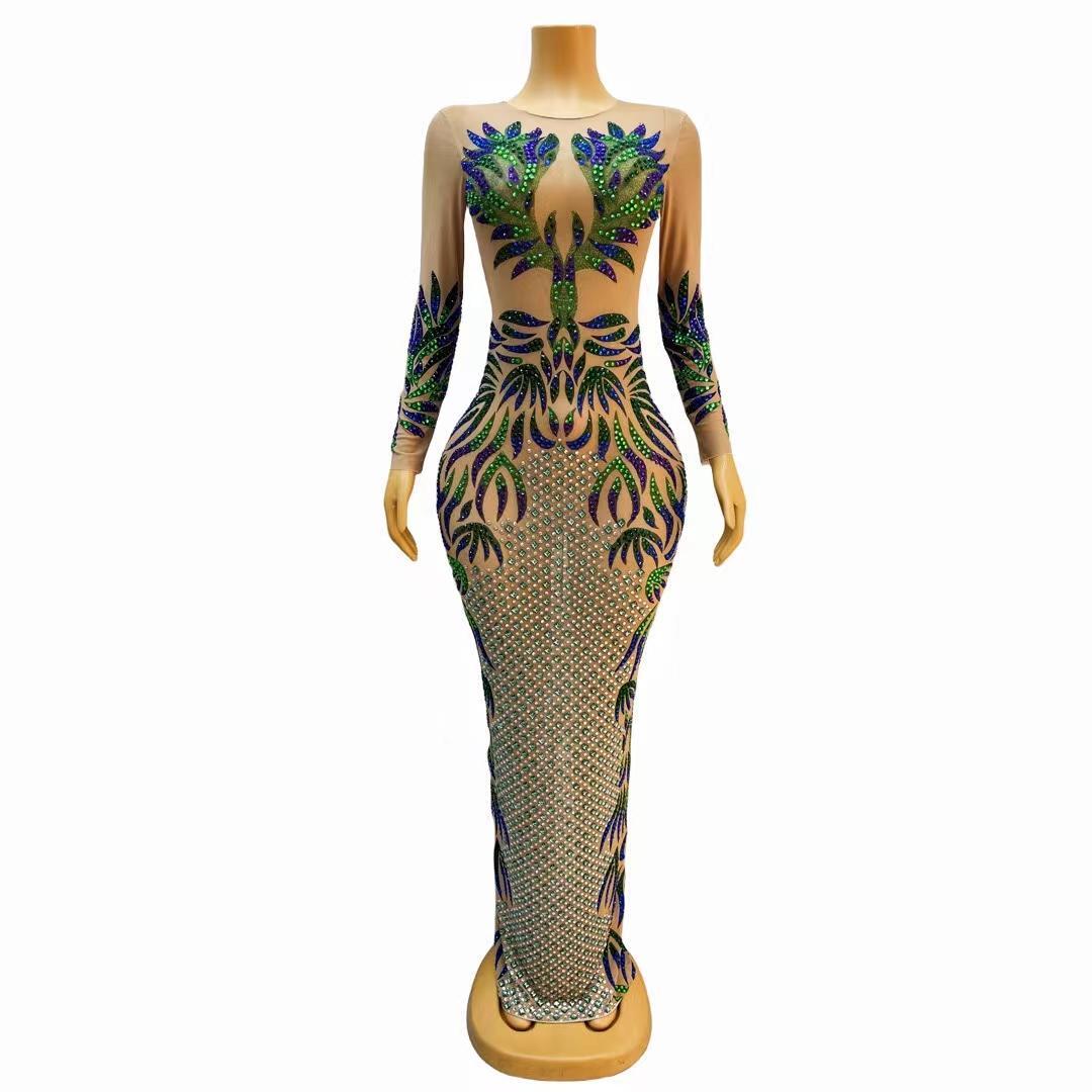 CELESINYI Lingyu Crystal Peacock Bodysuit