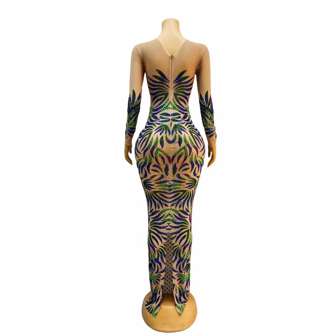 CELESINYI Lingyu Crystal Peacock Bodysuit