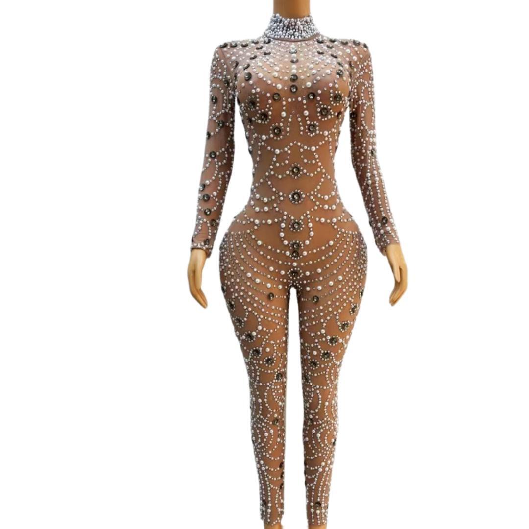 CELESINYI Baiyu Crystal Pearl Bodysuit