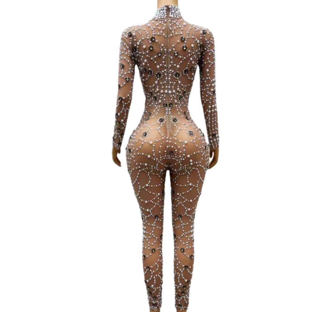 CELESINYI Baiyu Crystal Pearl Bodysuit