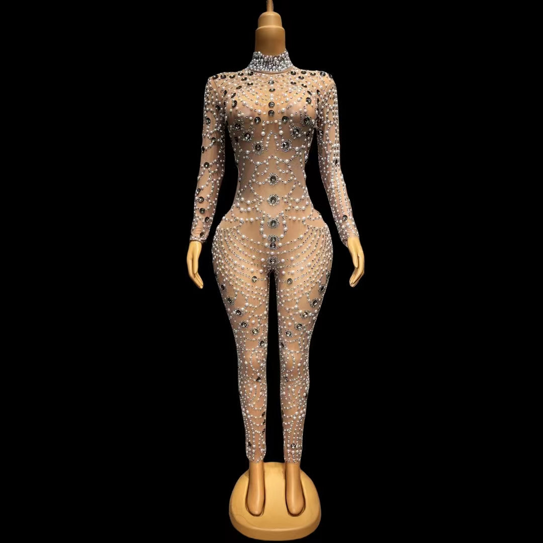 CELESINYI Baiyu Crystal Pearl Bodysuit