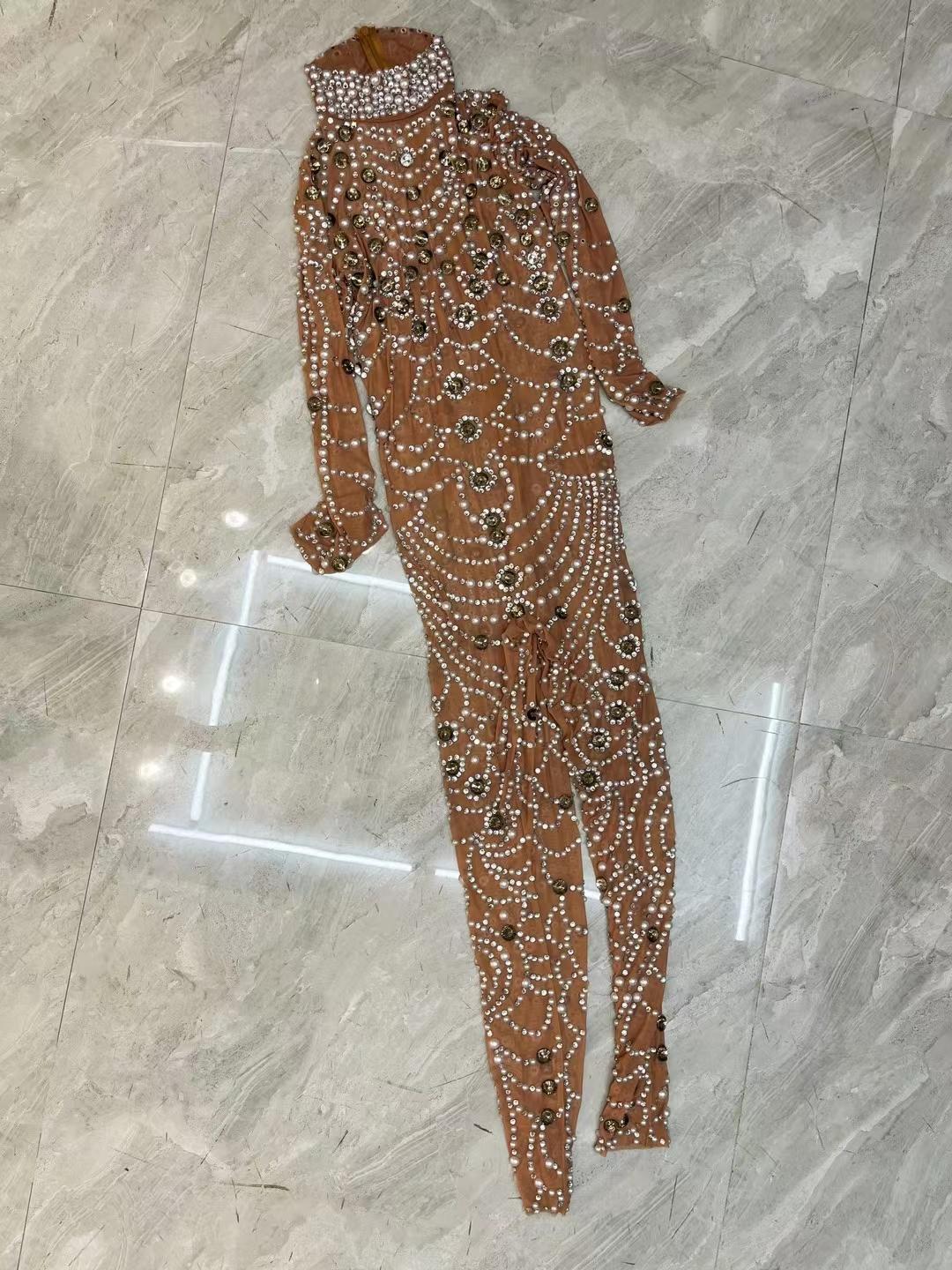 CELESINYI Baiyu Crystal Pearl Bodysuit