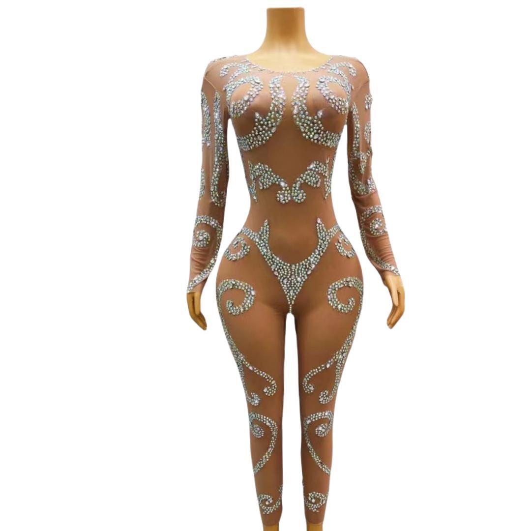 CELESINYI Yinfu Crystal Swirl Bodysuit