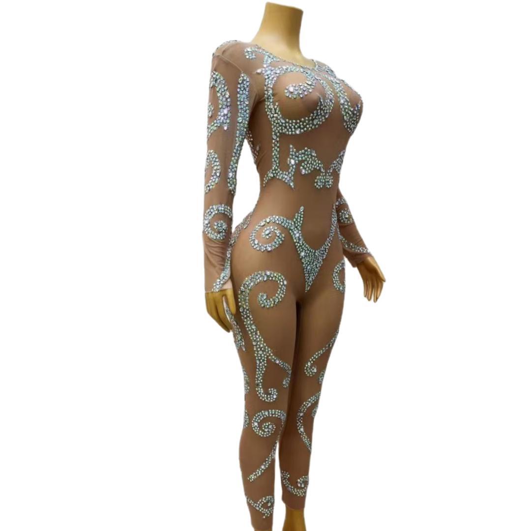CELESINYI Yinfu Crystal Swirl Bodysuit