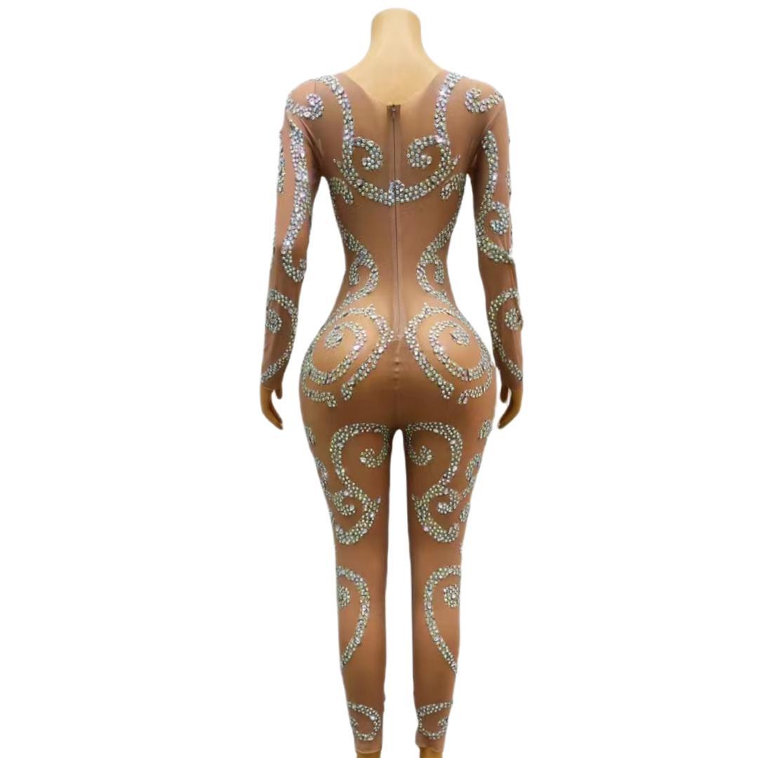 CELESINYI Yinfu Crystal Swirl Bodysuit