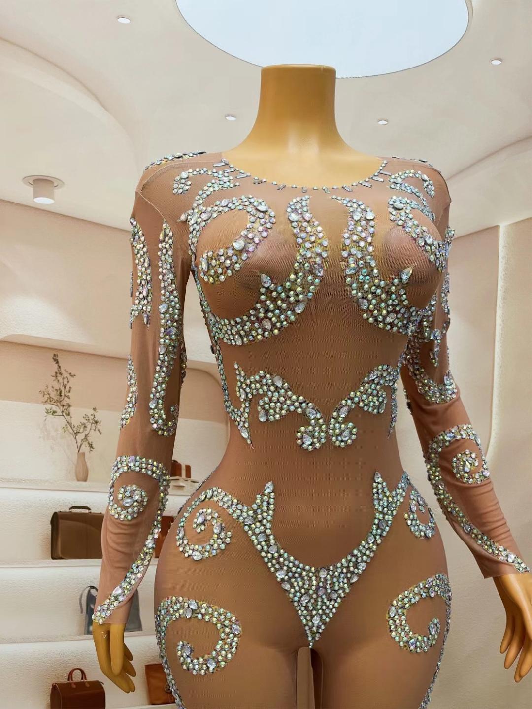 CELESINYI Yinfu Crystal Swirl Bodysuit