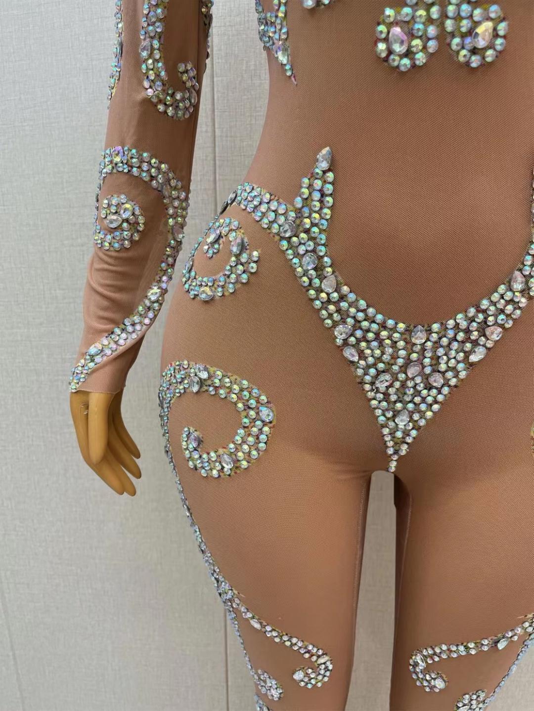 CELESINYI Yinfu Crystal Swirl Bodysuit