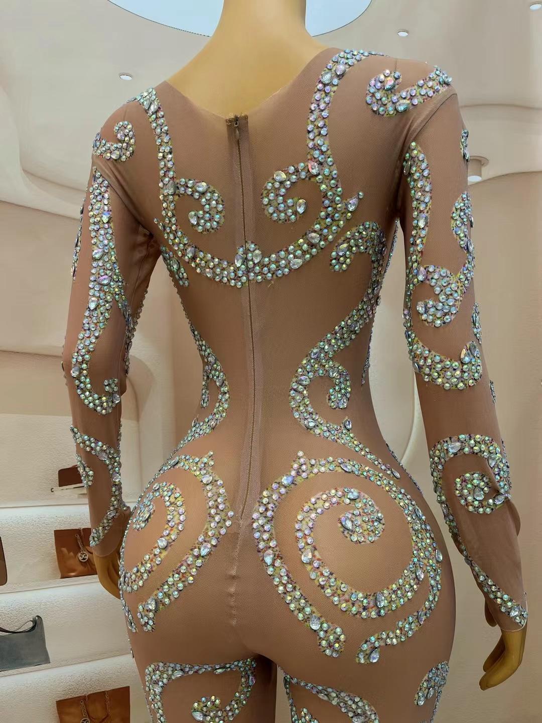 CELESINYI Yinfu Crystal Swirl Bodysuit