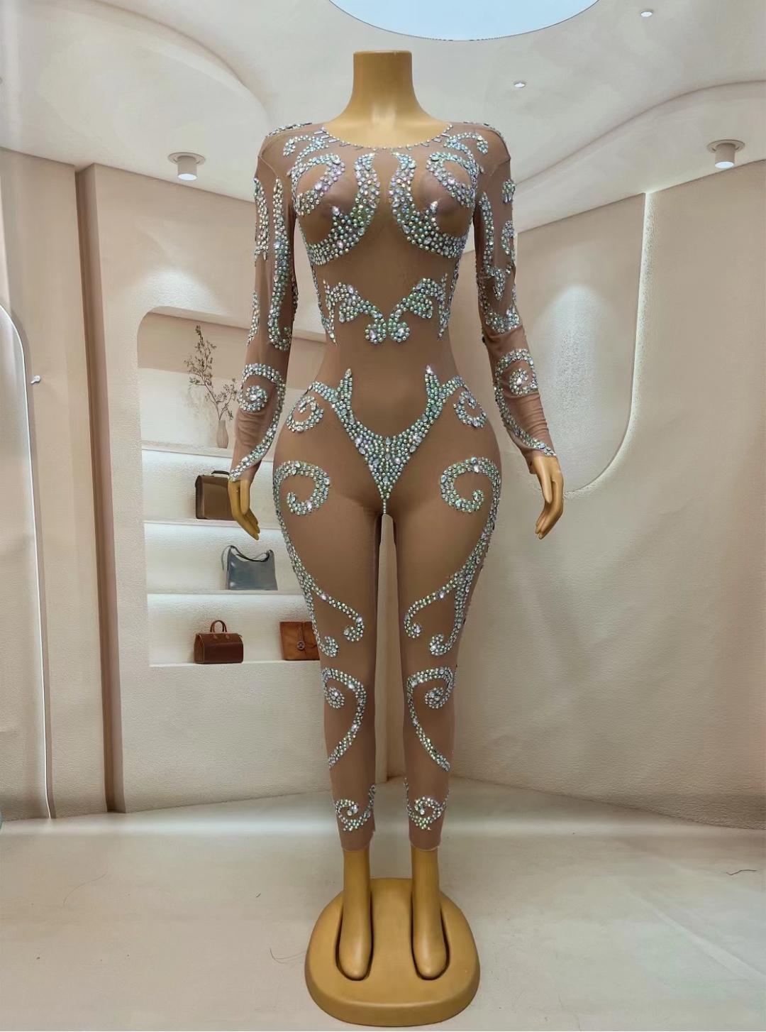 CELESINYI Yinfu Crystal Swirl Bodysuit