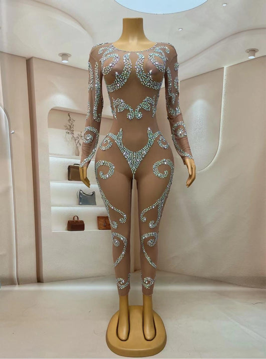 CELESINYI Yinfu Crystal Swirl Bodysuit