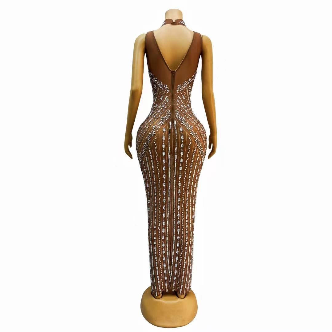 CELESINYI Buyao Crystal Herringbone Gown