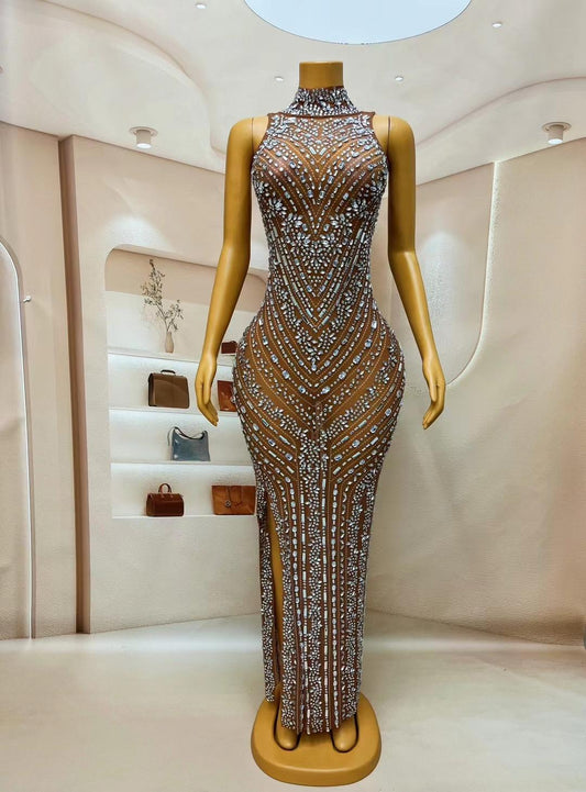 CELESINYI Buyao Crystal Herringbone Gown