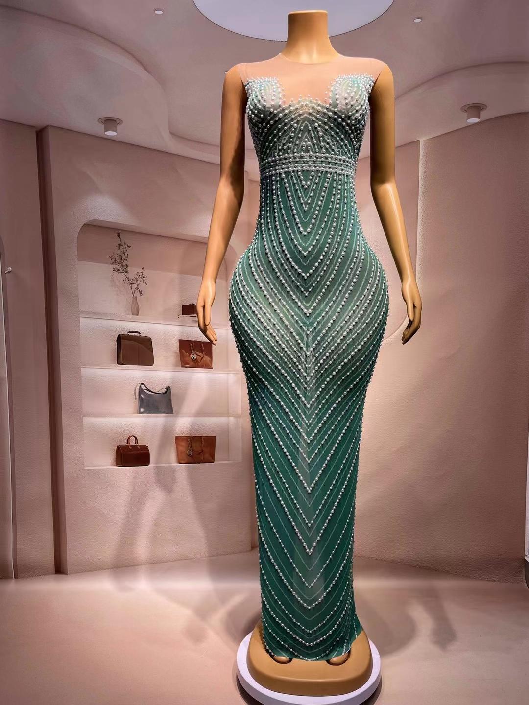 CELESINYI Zhenzhuyi Crystal Pearl Gown