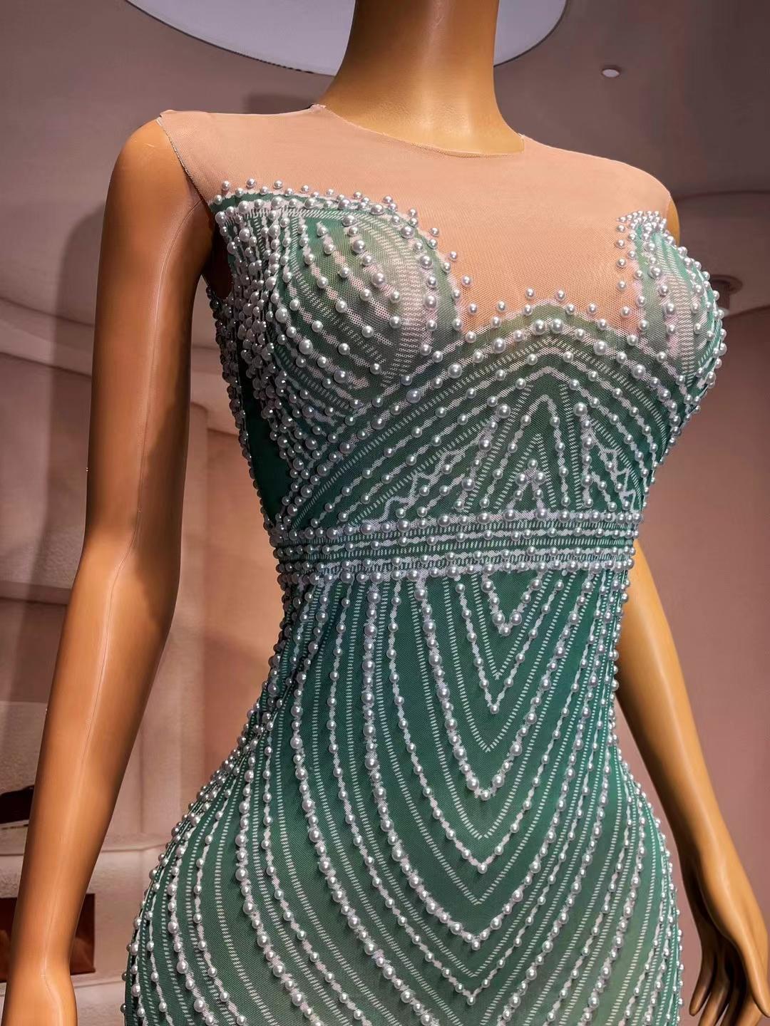 CELESINYI Zhenzhuyi Crystal Pearl Gown
