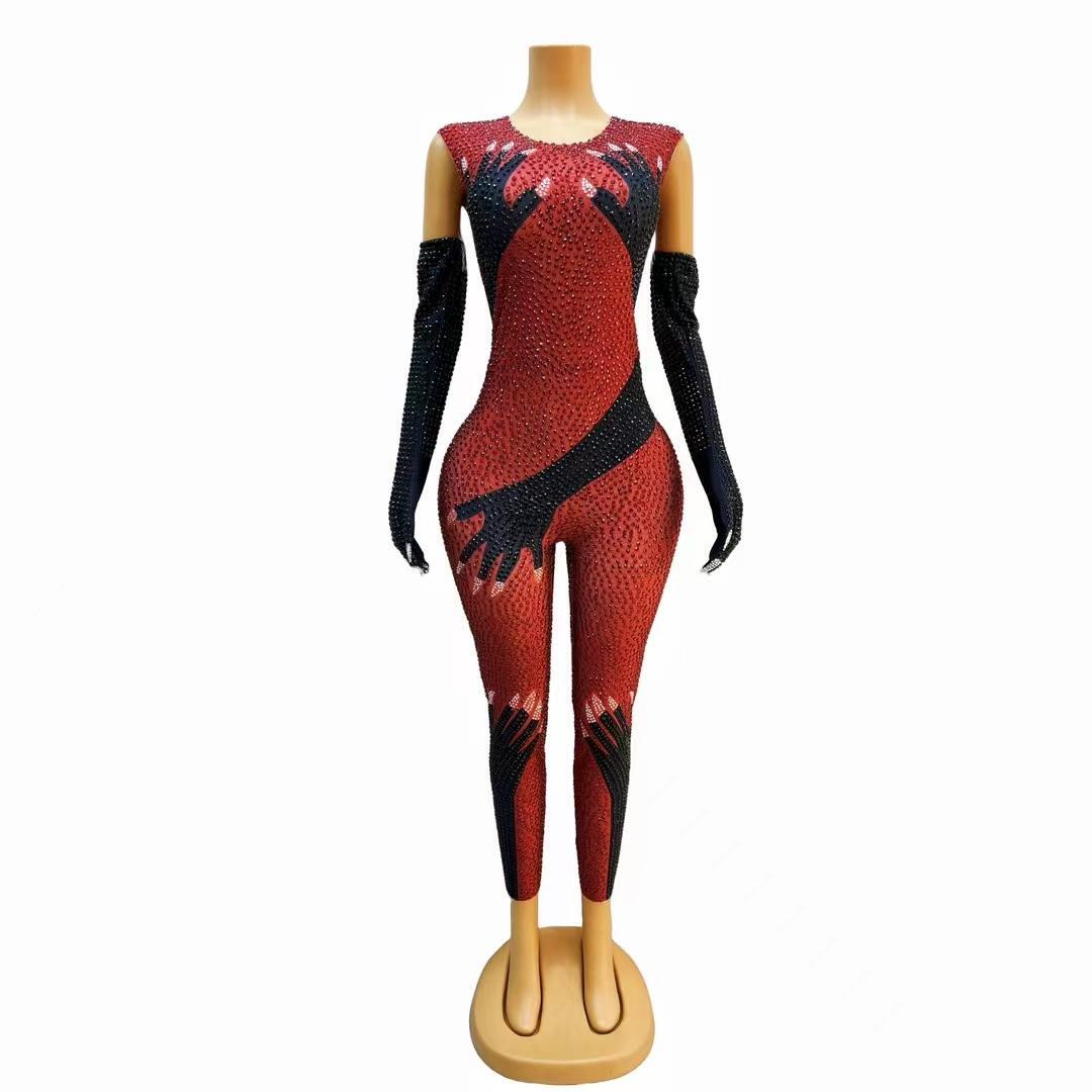 CELESINYI Moshou Crystal Red Claw Jumpsuit