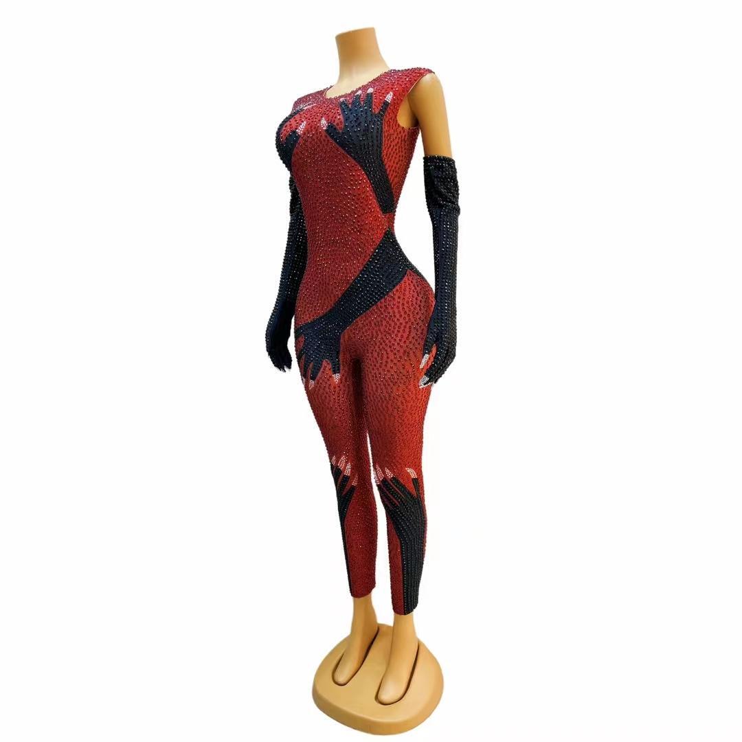 CELESINYI Moshou Crystal Red Claw Jumpsuit