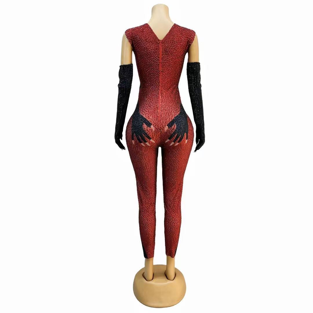CELESINYI Moshou Crystal Red Claw Jumpsuit