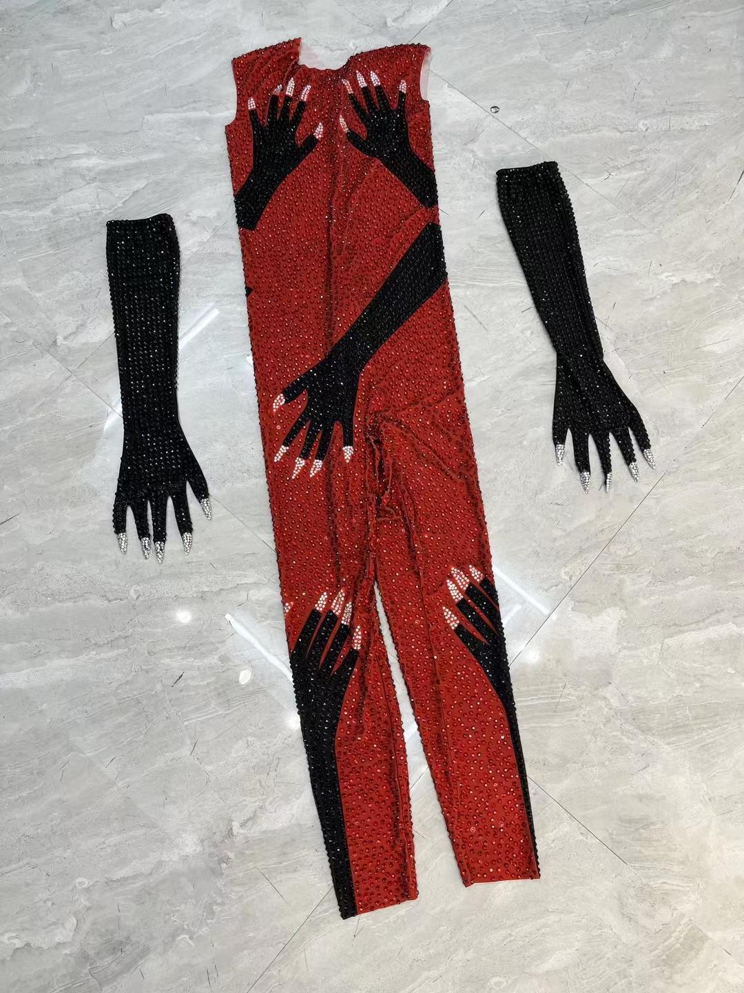 CELESINYI Moshou Crystal Red Claw Jumpsuit
