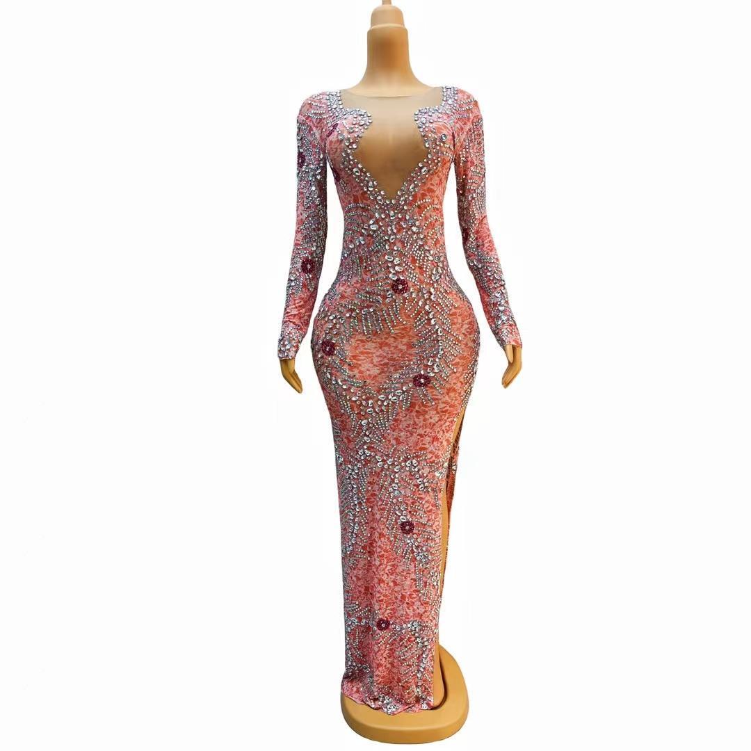 CELESINYI Fenxi Crystal Flower Mermaid Gown