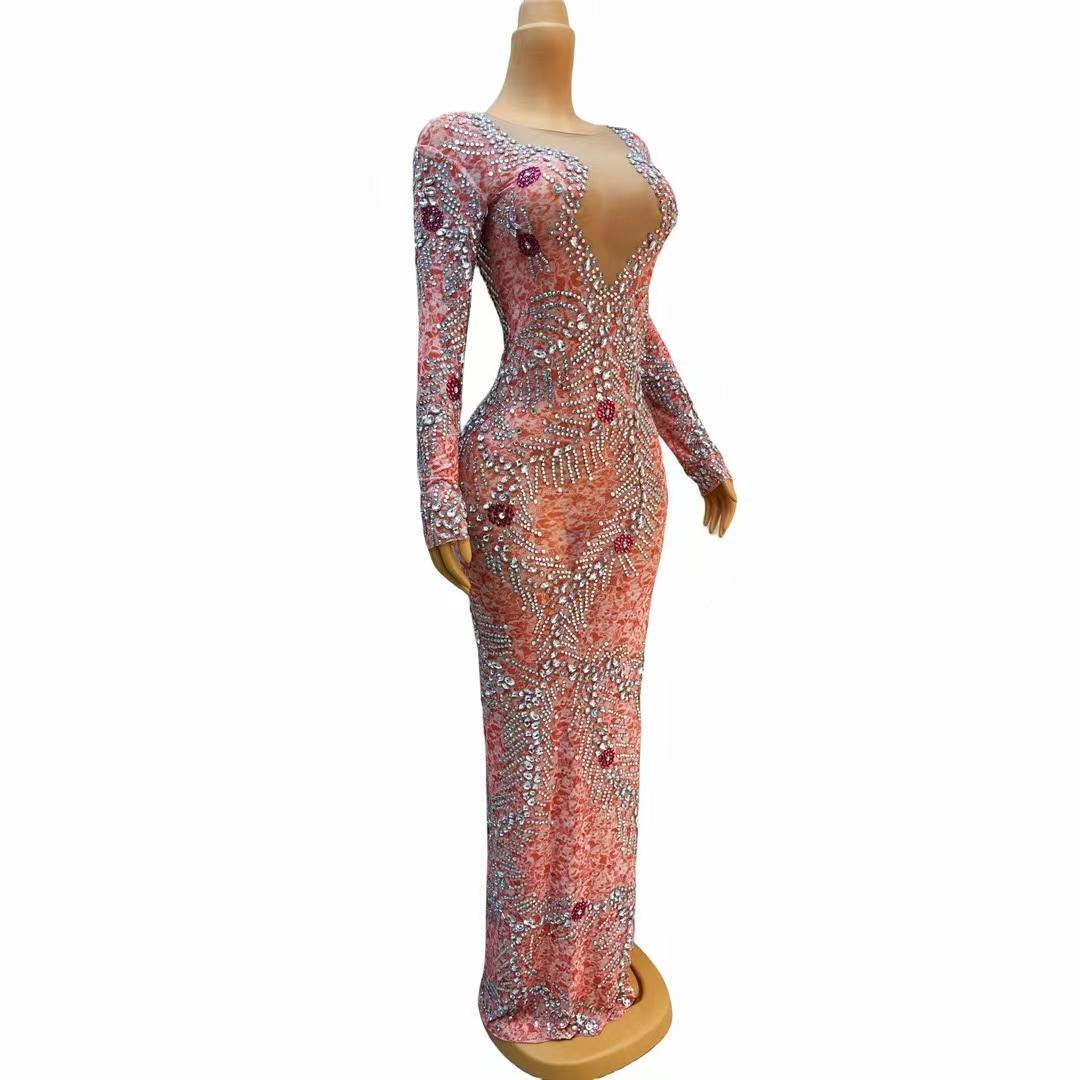 CELESINYI Fenxi Crystal Flower Mermaid Gown