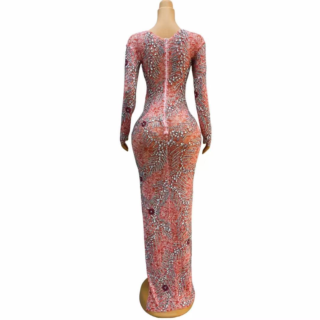 CELESINYI Fenxi Crystal Flower Mermaid Gown