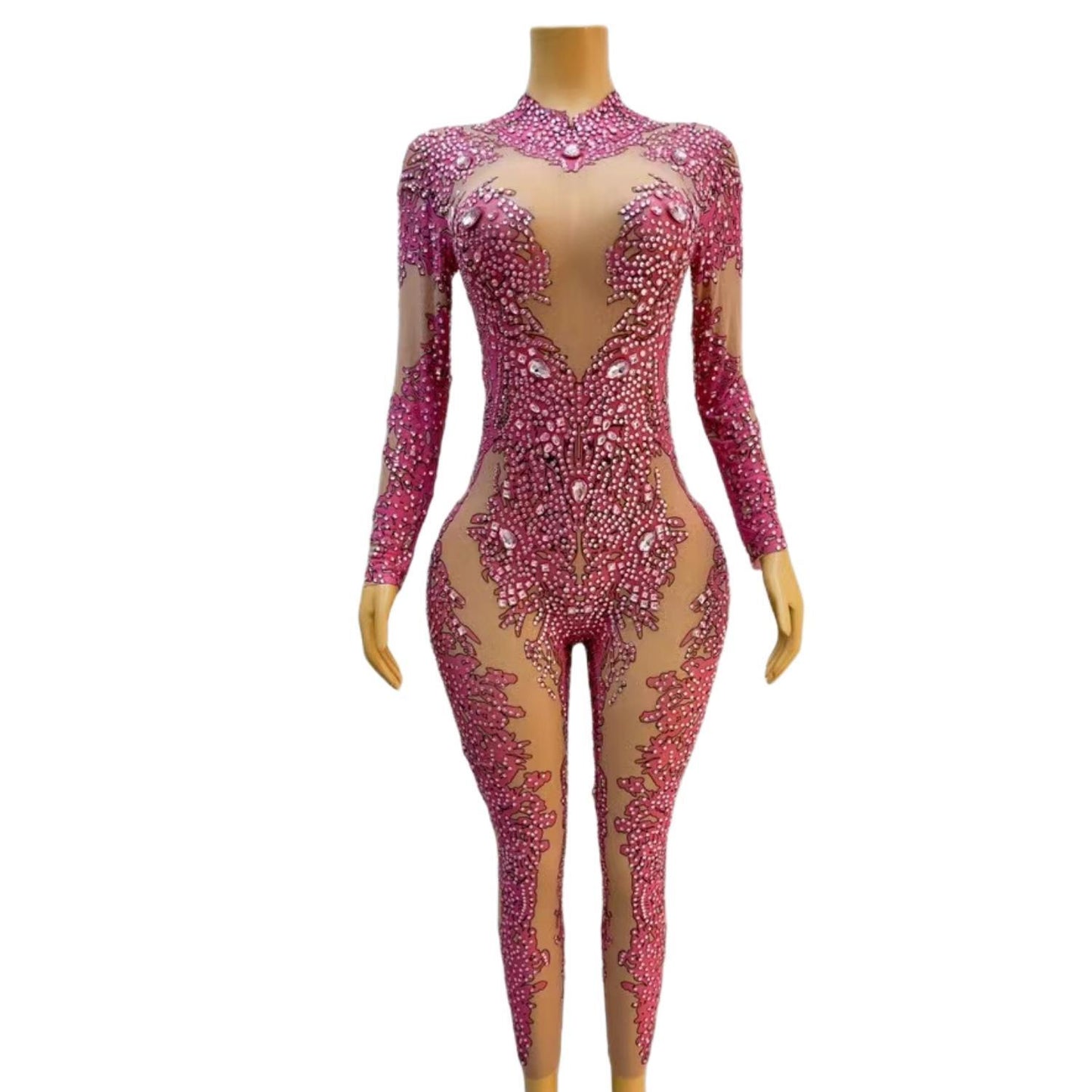 CELESINYI Geseputao Crystal Illusion Catsuit (Pink)
