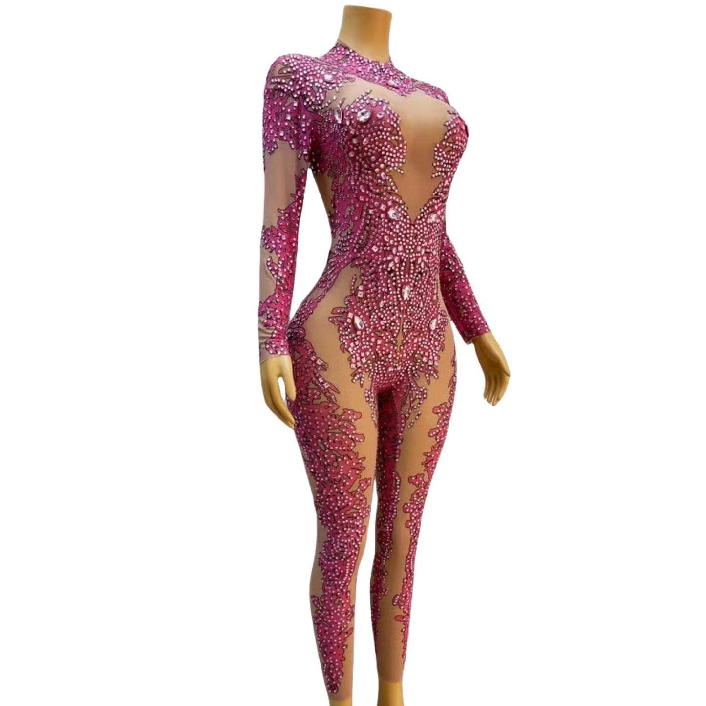 CELESINYI Geseputao Crystal Illusion Catsuit (Pink)