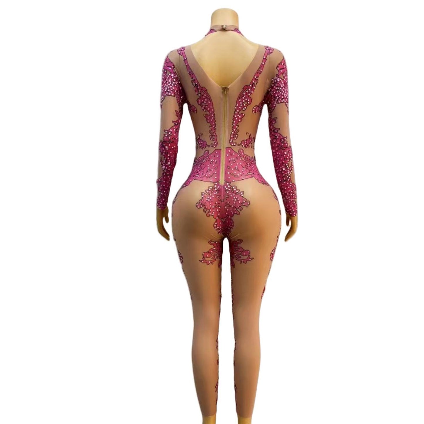 CELESINYI Geseputao Crystal Illusion Catsuit (Pink)