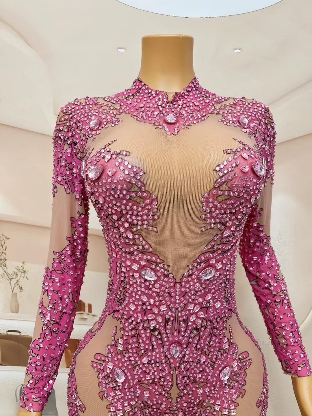 CELESINYI Geseputao Crystal Illusion Catsuit (Pink)