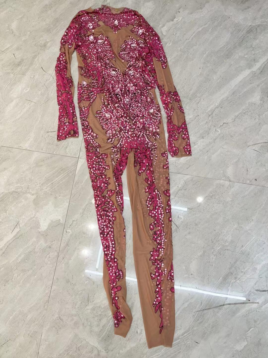 CELESINYI Geseputao Crystal Illusion Catsuit (Pink)