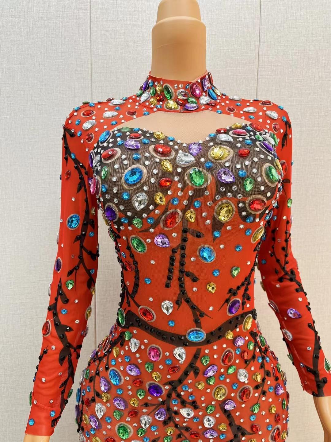 CELESINYI Hongmanteng Crystal Red Vine Jumpsuit