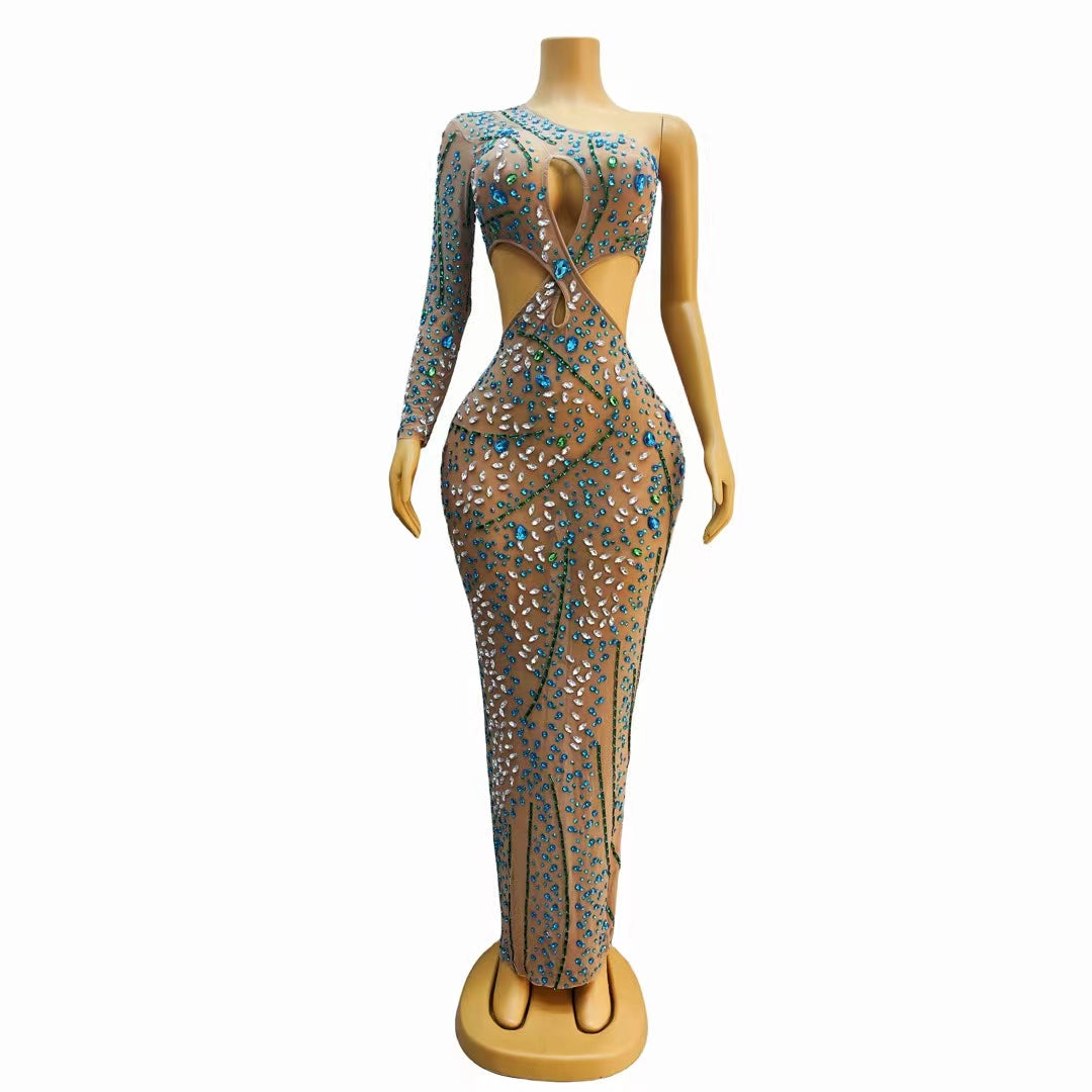 CELESINYI Lvcha Crystal Green Gown