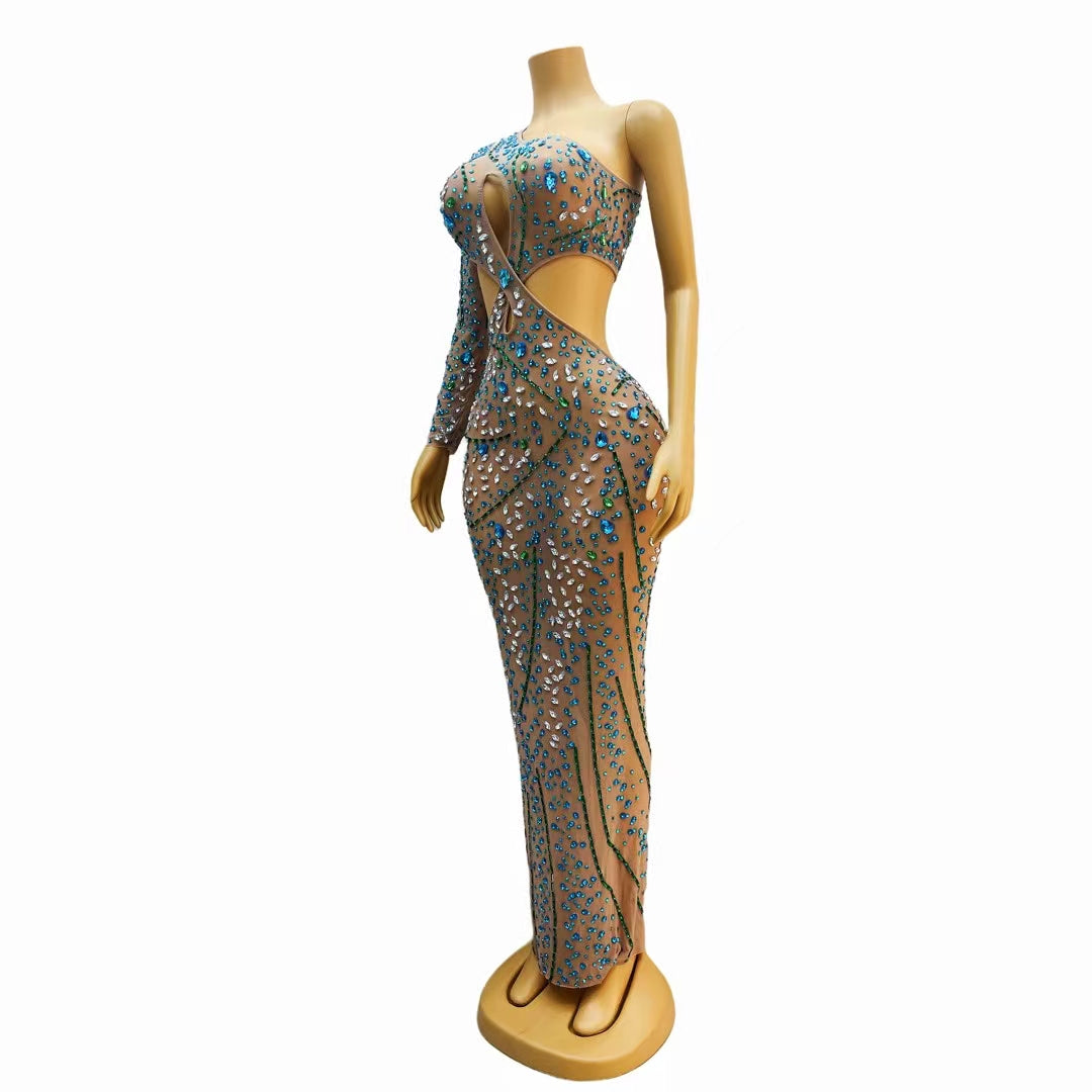 CELESINYI Lvcha Crystal Green Gown