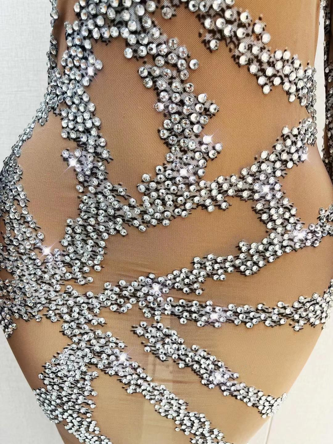 CELESINYI Huacai Crystal Vine Mini Dress
