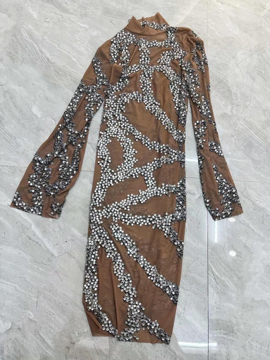 CELESINYI Huacai Crystal Vine Mini Dress