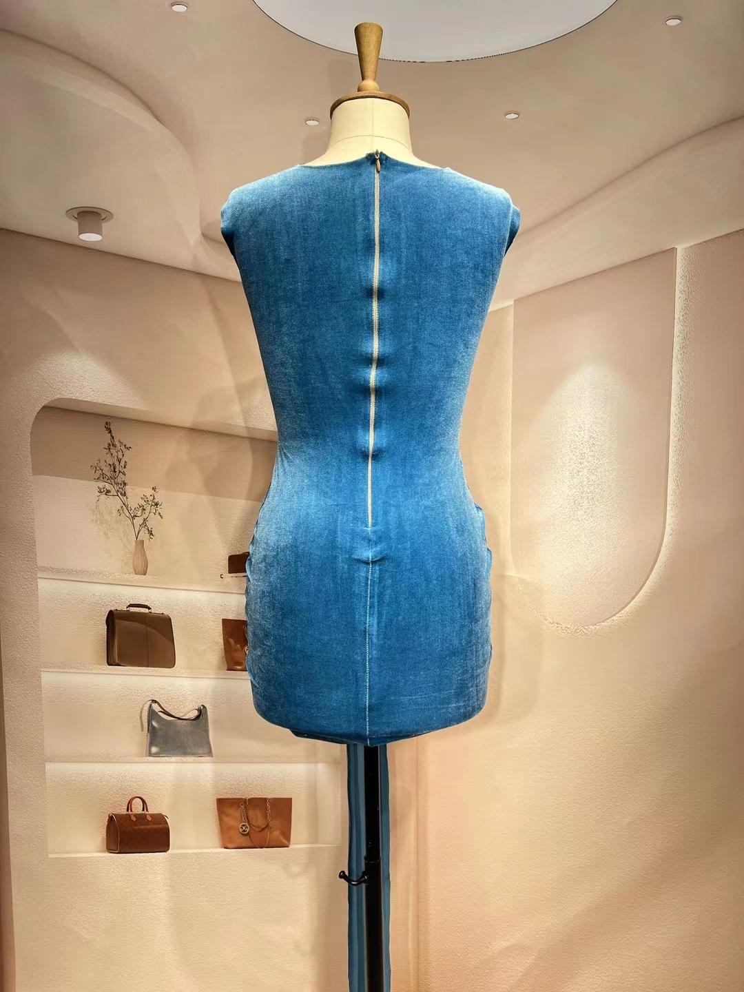 CELESINYI Lanyaoguo Crystal Velvet Mini Dress