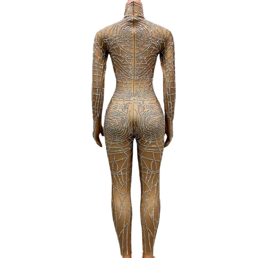 CELESINYI Dianwang Crystal Grid Jumpsuit