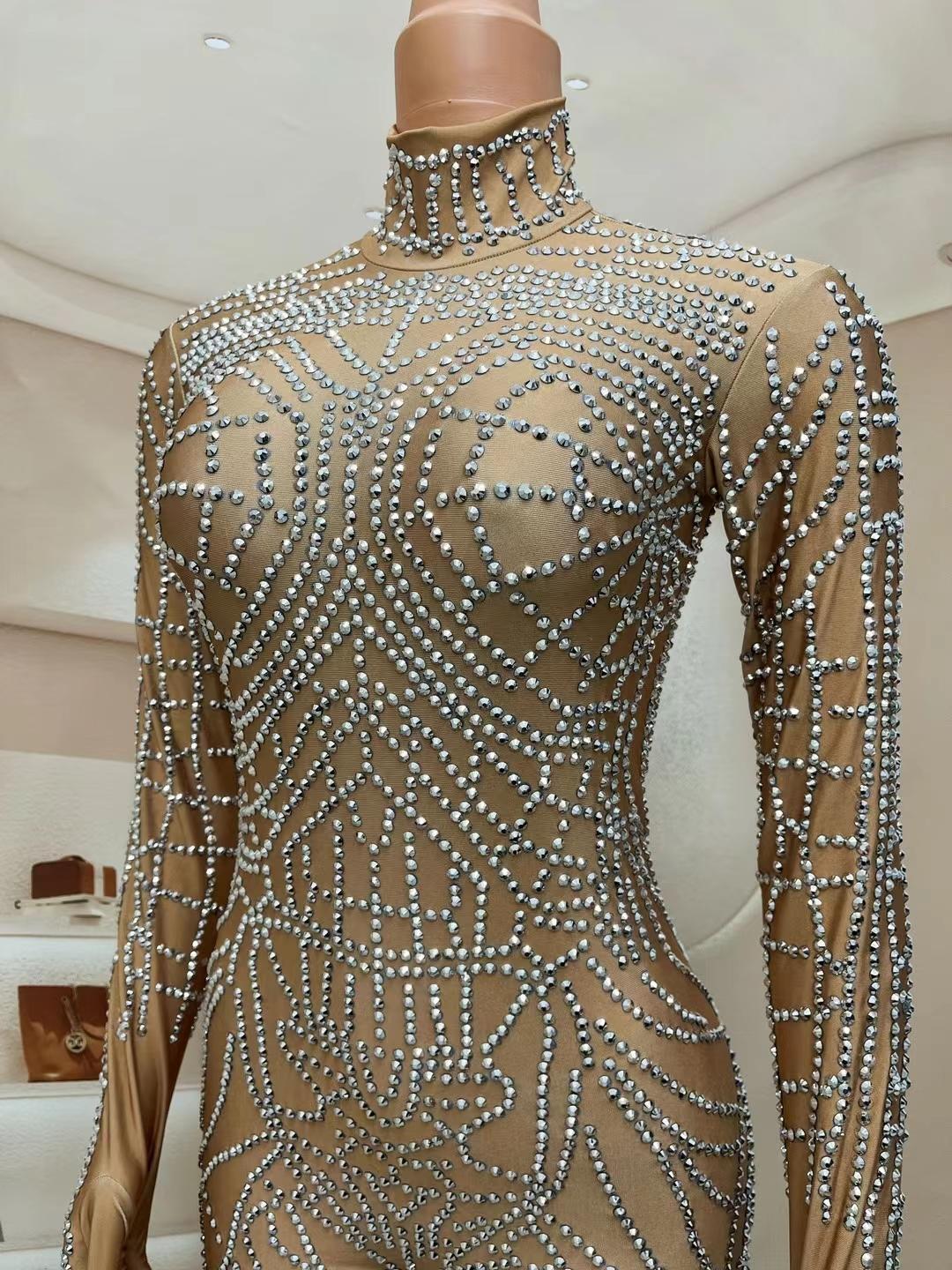 CELESINYI Dianwang Crystal Grid Jumpsuit