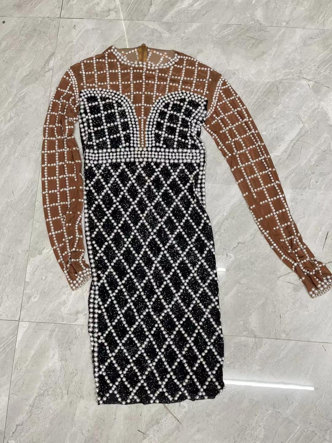 CELESINYI Zhubai Crystal Check Mini Dress