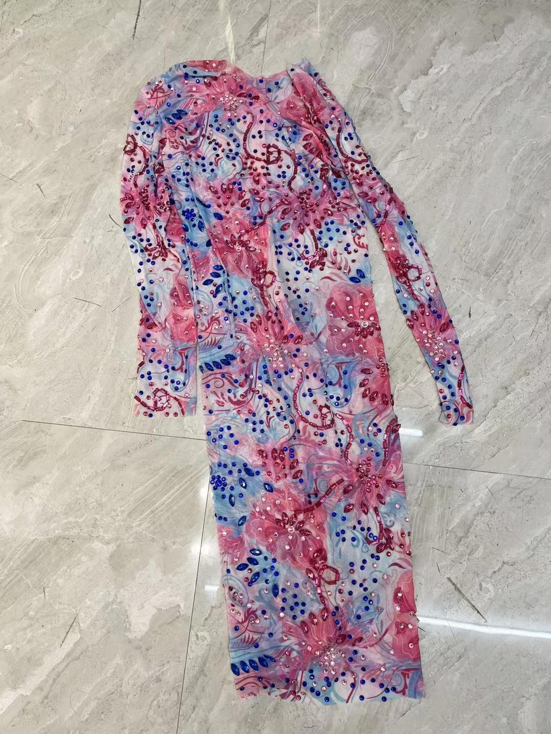 CELESINYI Binglei Crystal Marble Mini Dress