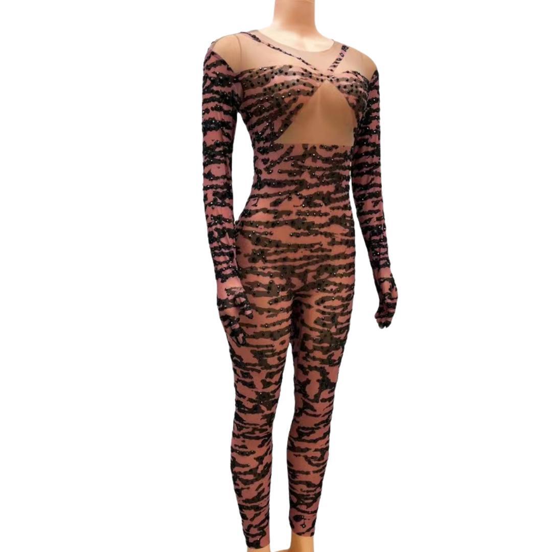 CELESINYI Huwen Crystal Tiger Jumpsuit
