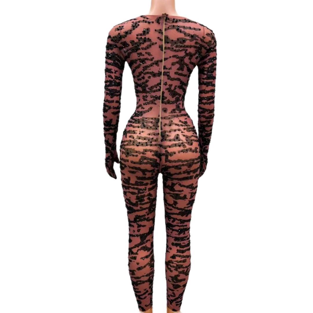 CELESINYI Huwen Crystal Tiger Jumpsuit