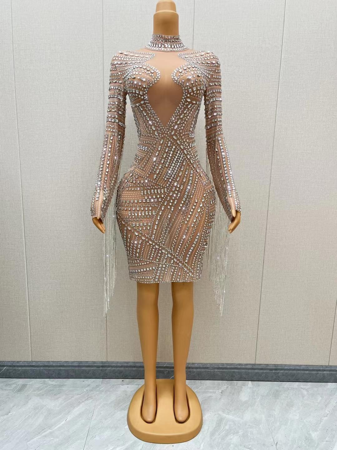 CELESINYI Jiachong Crystal Beetle Mini Dress