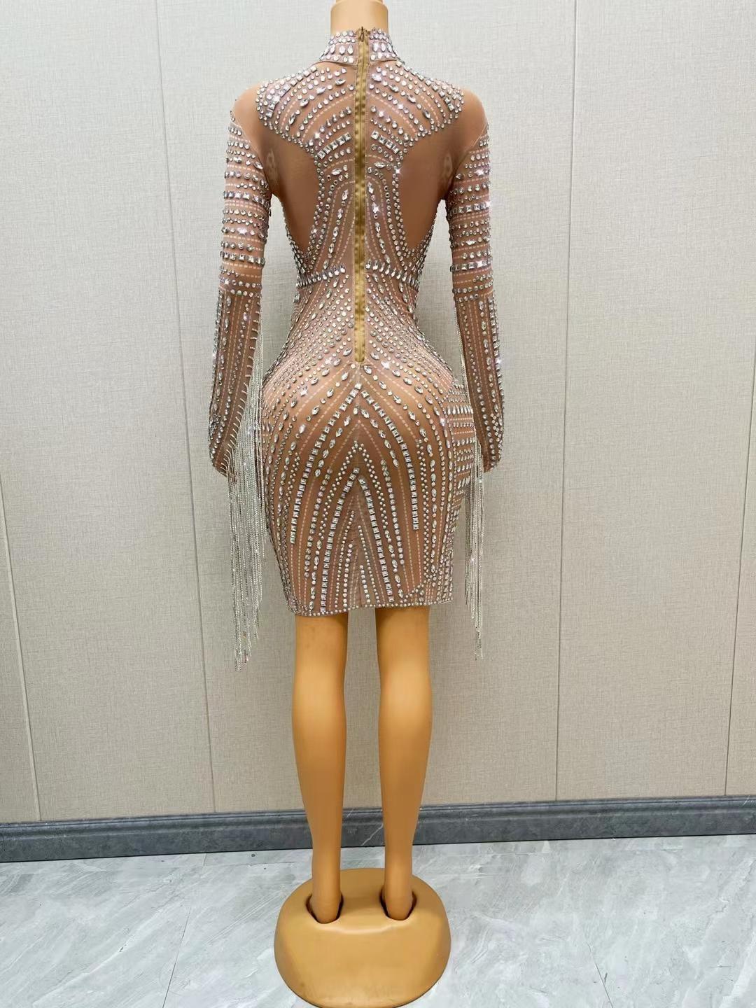 CELESINYI Jiachong Crystal Beetle Mini Dress