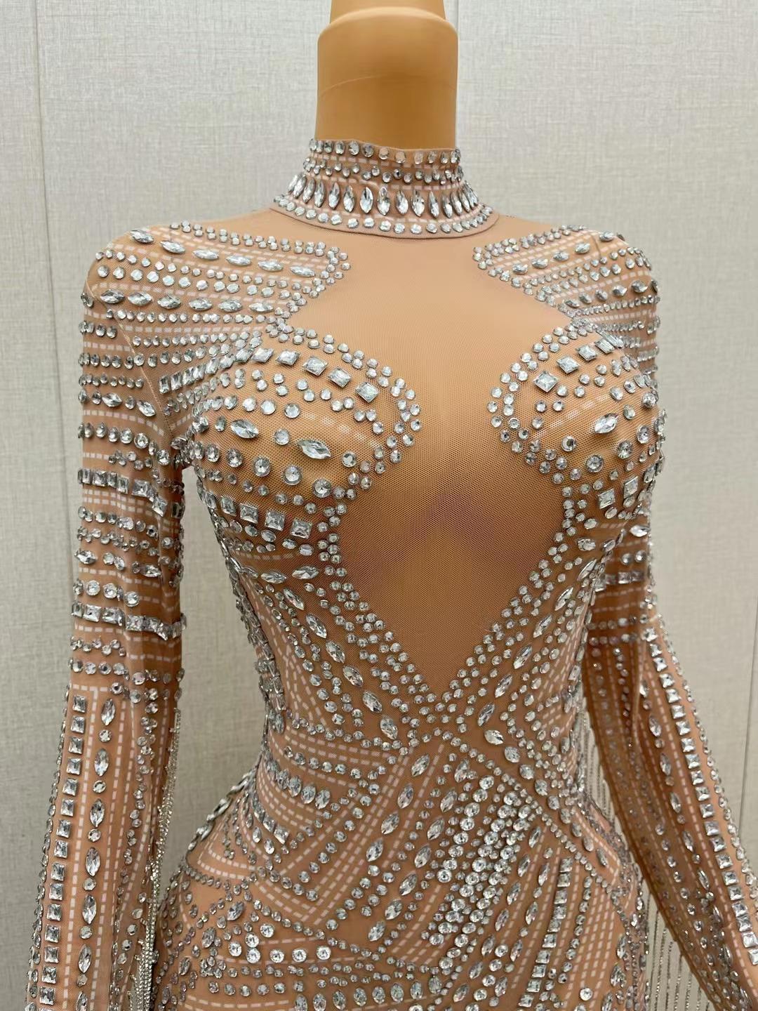 CELESINYI Jiachong Crystal Beetle Mini Dress