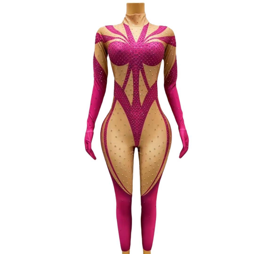 CELESINYI Wenzifen Crystal Pink Jumpsuit