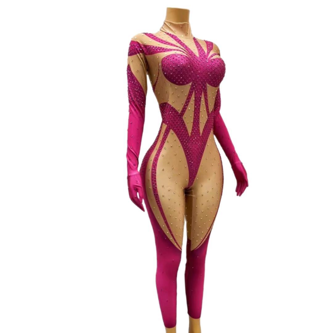 CELESINYI Wenzifen Crystal Pink Jumpsuit